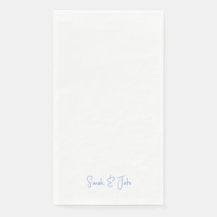 Serviette En Papier Mariage Moderne Écriture Bleue Texte Blanc
