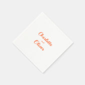 Serviette En Papier Mariage Moderne Écriture Orange Corail (Coin)