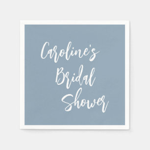 Serviette En Papier Mariage Moderne Écriture Personnalisée Dusty Blue 