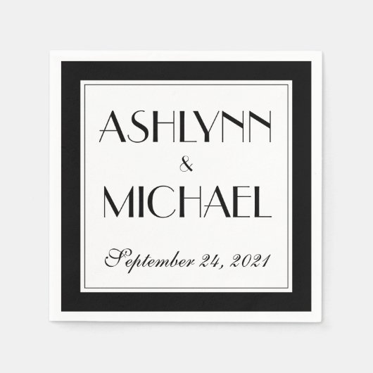 Serviette En Papier Mariage moderne élégant (Devant)
