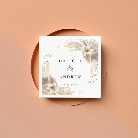 Serviette En Papier Mariage Moderne Élégant Boho