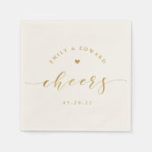 Serviette En Papier Mariage Moderne Élégant Écriture Dorée (Devant)