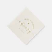 Serviette En Papier Mariage Moderne Élégant Écriture Dorée (Coin)