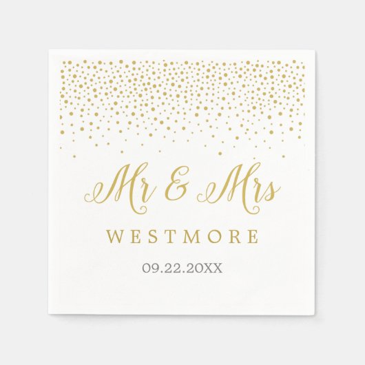 Serviette En Papier Mariage moderne Elegant Gold Confetti (Devant)