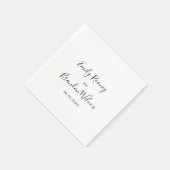 Serviette En Papier Mariage Moderne Élégant Script Noir et Blanc (Coin)