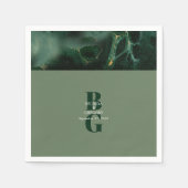 Serviette En Papier Mariage moderne en marbre vert (Devant)