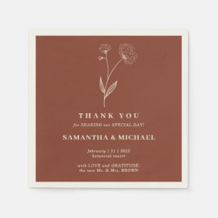 Serviette En Papier Mariage Moderne Fleur de Coton Terracotta
