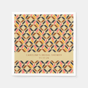 Serviette En Papier Mariage moderne géométrique noir jaune personnalis