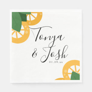 Serviette En Papier Mariage moderne Gras Citron Citrus Citrus