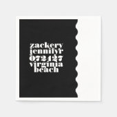 Serviette En Papier Mariage moderne Gras fractionné noir blanc (Devant)