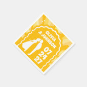 Serviette En Papier Mariage moderne Gras Sunshine Jaune Wavy Arch (Coin)