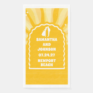 Serviette En Papier Mariage moderne Gras Sunshine Jaune Wavy Arch