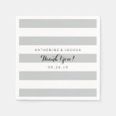 Serviette En Papier Mariage moderne Gris et Blancs (Devant)