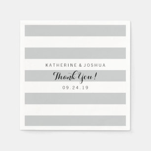 Serviette En Papier Mariage moderne Gris et Blancs