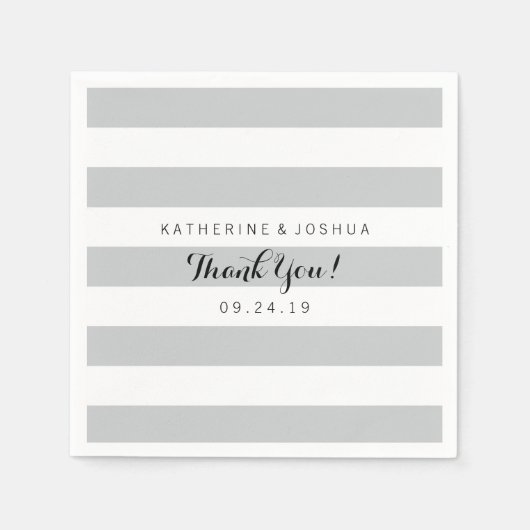 Serviette En Papier Mariage moderne Gris et Blancs (Devant)