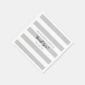 Serviette En Papier Mariage moderne Gris et Blancs (Coin)