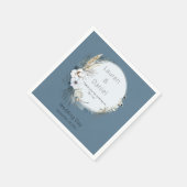 Serviette En Papier Mariage moderne gris et bleu (Coin)