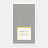 Serviette En Papier Mariage moderne gris jaune mariée et Motif de cham (Devant)