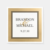 Serviette En Papier MARIAGE moderne LGBTQ Gold Napkins (Devant)