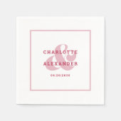 Serviette En Papier Mariage moderne Magenta Red Ampersand Mariée & Sal (Devant)
