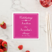 Serviette En Papier Mariage Moderne Magenta Script Noms Mariage Papier (En situation)