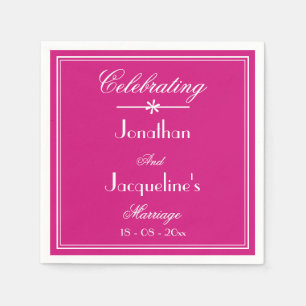 Serviette En Papier Mariage Moderne Magenta Script Noms Mariage Papier