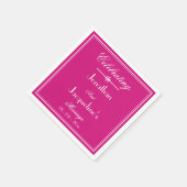 Serviette En Papier Mariage Moderne Magenta Script Noms Mariage Papier (Coin)
