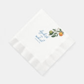 Serviette En Papier Mariage moderne méditerranéen citron bleu carreaux (Coin)