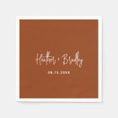 Serviette En Papier Mariage moderne minimaliste en terre cuite (Devant)