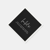 Serviette En Papier Mariage moderne minimaliste noir (Coin)