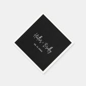 Serviette En Papier Mariage moderne minimaliste noir (Coin)