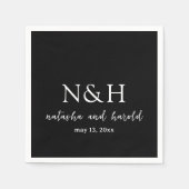 Serviette En Papier Mariage Moderne Monogramme Noir Gras (Devant)