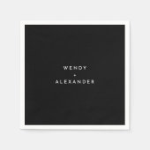 Serviette En Papier Mariage moderne noir (Devant)