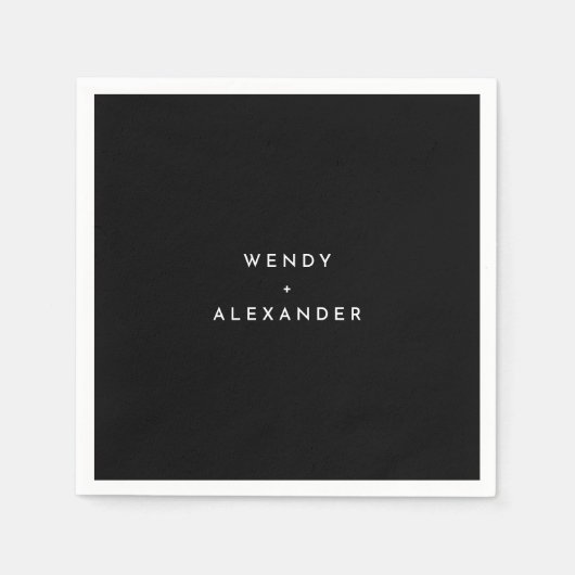 Serviette En Papier Mariage moderne noir (Devant)