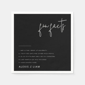 Serviette En Papier Mariage moderne noir et blanc