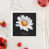 Serviette En Papier Mariage moderne noir et blanc Fleur marguerite (En situation)