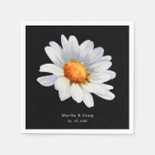 Serviette En Papier Mariage moderne noir et blanc Fleur marguerite (Devant)