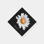 Serviette En Papier Mariage moderne noir et blanc Fleur marguerite (Coin)