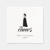 Serviette En Papier Mariage moderne noir et blanc NAPKINS (Devant)