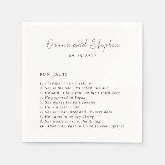 Serviette En Papier Mariage moderne noir et blanc propre (Devant)