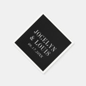 Serviette En Papier Mariage Moderne Noir Gras (Coin)