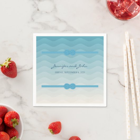 Serviette En Papier Mariage moderne Ombre blue Waves (En situation)