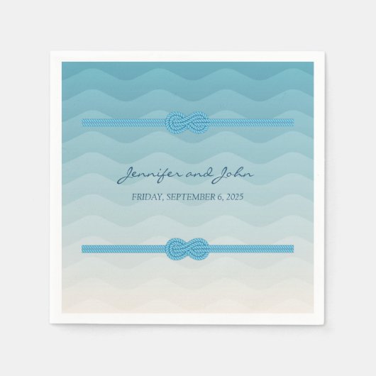 Serviette En Papier Mariage moderne Ombre blue Waves (Devant)