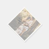 Serviette En Papier Mariage Moderne Photo Note d'Amour Écriture Rustiq (Coin)