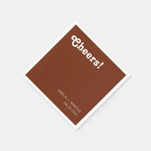 Serviette En Papier Mariage moderne rétro (Coin)