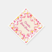 Serviette En Papier Mariage Moderne Rétro Abstrait Vague Rose (Coin)