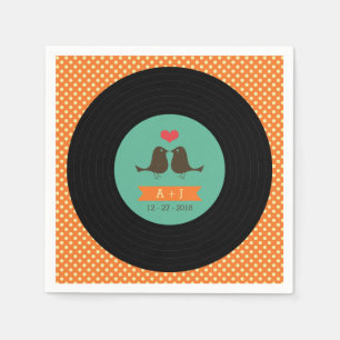 Serviette En Papier Mariage moderne Retro Vinyl Record