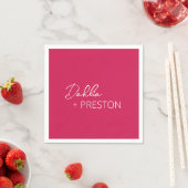 Serviette En Papier Mariage moderne rose chaud minimal (En situation)