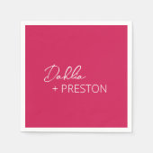 Serviette En Papier Mariage moderne rose chaud minimal (Devant)