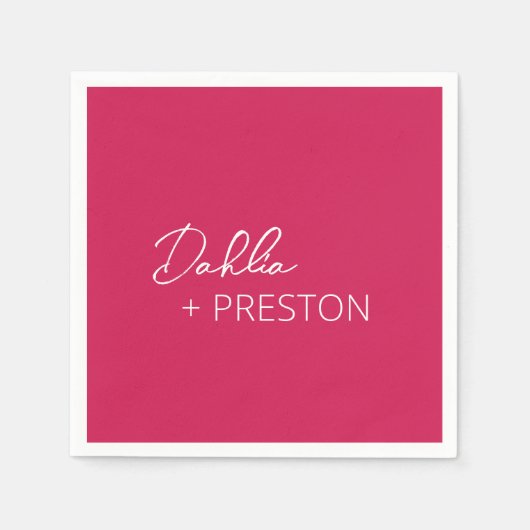Serviette En Papier Mariage moderne rose chaud minimal (Devant)